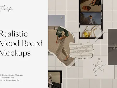 Realistic Mood Board Mockups PSD art botanical fashion film gentle guideline logo mockup mockups mood board mood boards moodboards pastel photo photos psd realistic realistic mood board simple template