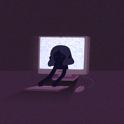 Alone at night animation computer gaming illustration web