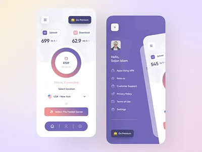 VPN Server App 2020 trends app application clean colorful minimal trend uidesign vpn vpn app