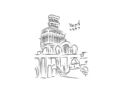 Yazd - یزد black design dribbble hessanmadr illustration illustrator line art yazd یزد
