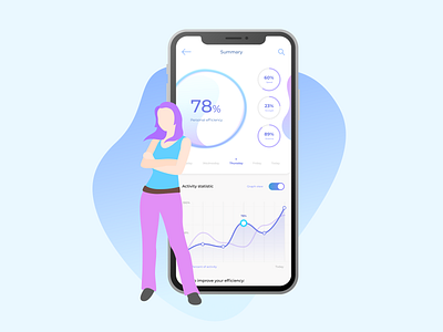 SportApp mobile UI v2 app app interface app ui cyan girl gym health illustration sport ui ux violet web web app web design