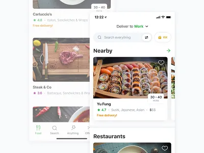 Careem – Restaurant Carousels & Cards 🍔 address app basket careem careem now carousel checkout clean deliveroo delivery flat food location order rating restaurant uber uber eats ui ux