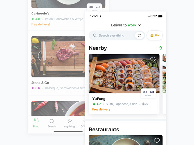 Careem – Restaurant Carousels & Cards 🍔 address app basket careem careem now carousel checkout clean deliveroo delivery flat food location order rating restaurant uber uber eats ui ux