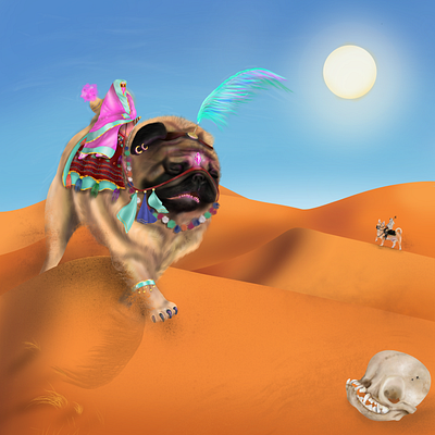 Parallel Universe africa arabic art artist camel chihuahua circus day design dessert dog draw drawing illustration night painting pug sun