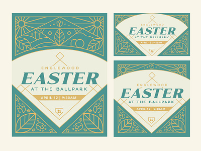 Easter at the Ballpark branding church branding church design church marketing design easter elegant event branding event flyer illustration illustration art line art poster poster design social media design vector illustration