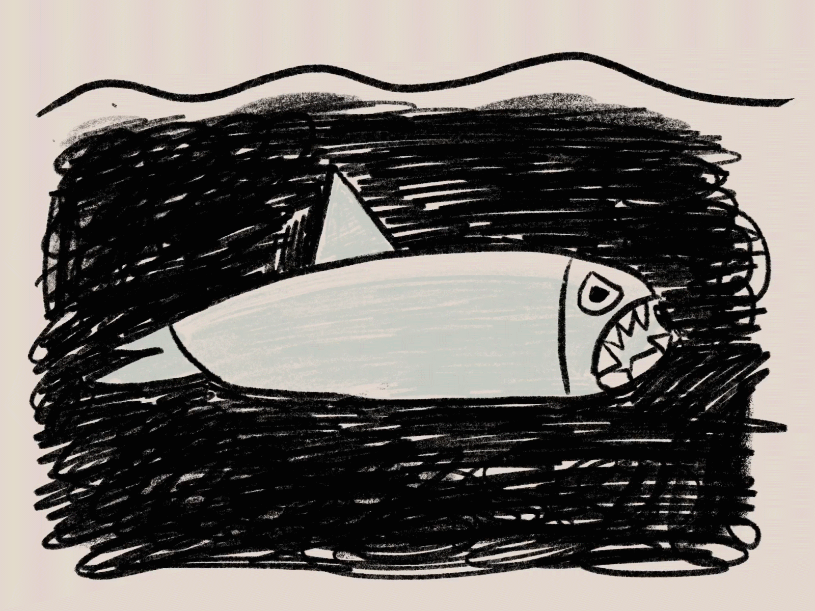 Shark in the Dark animated gif animation cartoon character design characterdesign children childrens illustration funny gif humor loop ocean pencil procreate shark sketch traditional animation