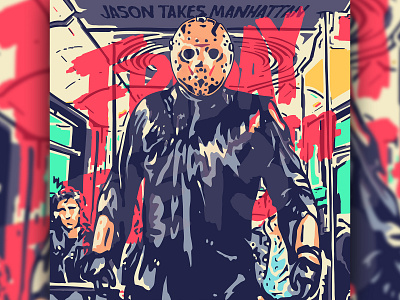 jason nyc blood character design friday the 13th hockey horror horror movie illustration jason mask nyc retro subway typography vintage vorhees