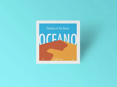 Oceano Square Postcard beach california design dune dunes flat graphic design illustration illustrator oceano postcard design sky surf typography vector