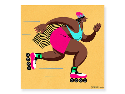 Rocket Girl athleticgirl curvy curvygirl illustration procreate rocketgirl rollerblades rollerblading skatergirl