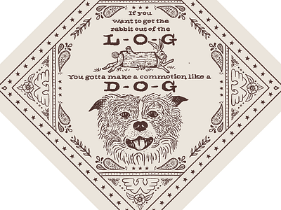 D-O-G Bandana bandana bandana design country music cowboy dog dog face dog logo hare illustration music design music merch old west out west paisley pattern rabbit shooter jennings vintage waylon waylon jennings