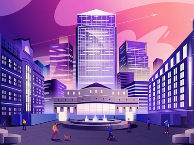Canary Wharf | London architecture cartoon city downtown europe illustration london nightlife skyscraper vector