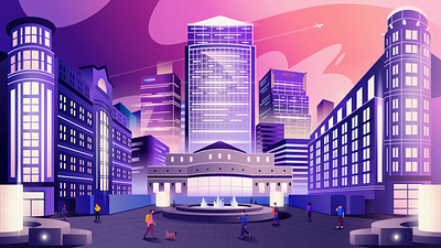 Canary Wharf | London architecture cartoon city downtown europe illustration london nightlife skyscraper vector