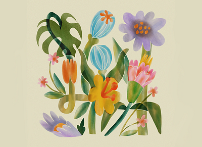 Pastel Flowers art color daisy design drawing floral floral design flowers garden graphic illustration ipad leah schmidt leahschm leahschmidt line procreate spring tulip
