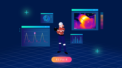 Data analysis - machine analysis charts data graphs hud infared machine technology