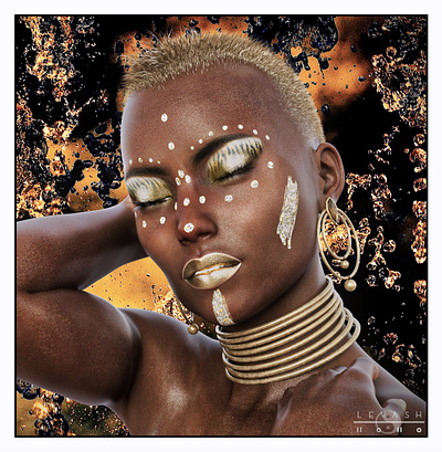 Good As Gold 3D Rendering 3d art 3d artist 3d render 3d rendering 3d4u2c cg fashion gold golden model modeling nubian realistic 3d renderhub renders