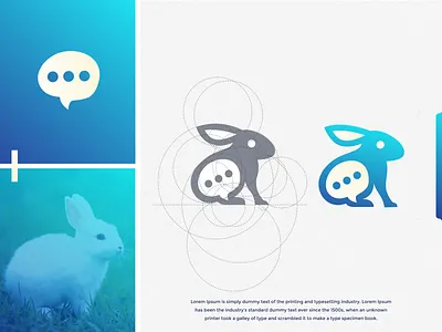 Rabbit Chatting logo design awesome blue brand brand identity brandidentity branding bubble bunny business chat color design forsale identity inspiration inspirations logo rabbit rabbit logo rabbits