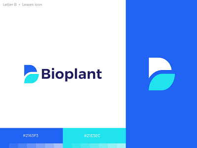 Bioplant logo ( B + Leaves ) b logo branding custom logo design flat icon identity illustration leaves letter b logo logo mark logodesign logos logotype mark minimal modern plant symbol