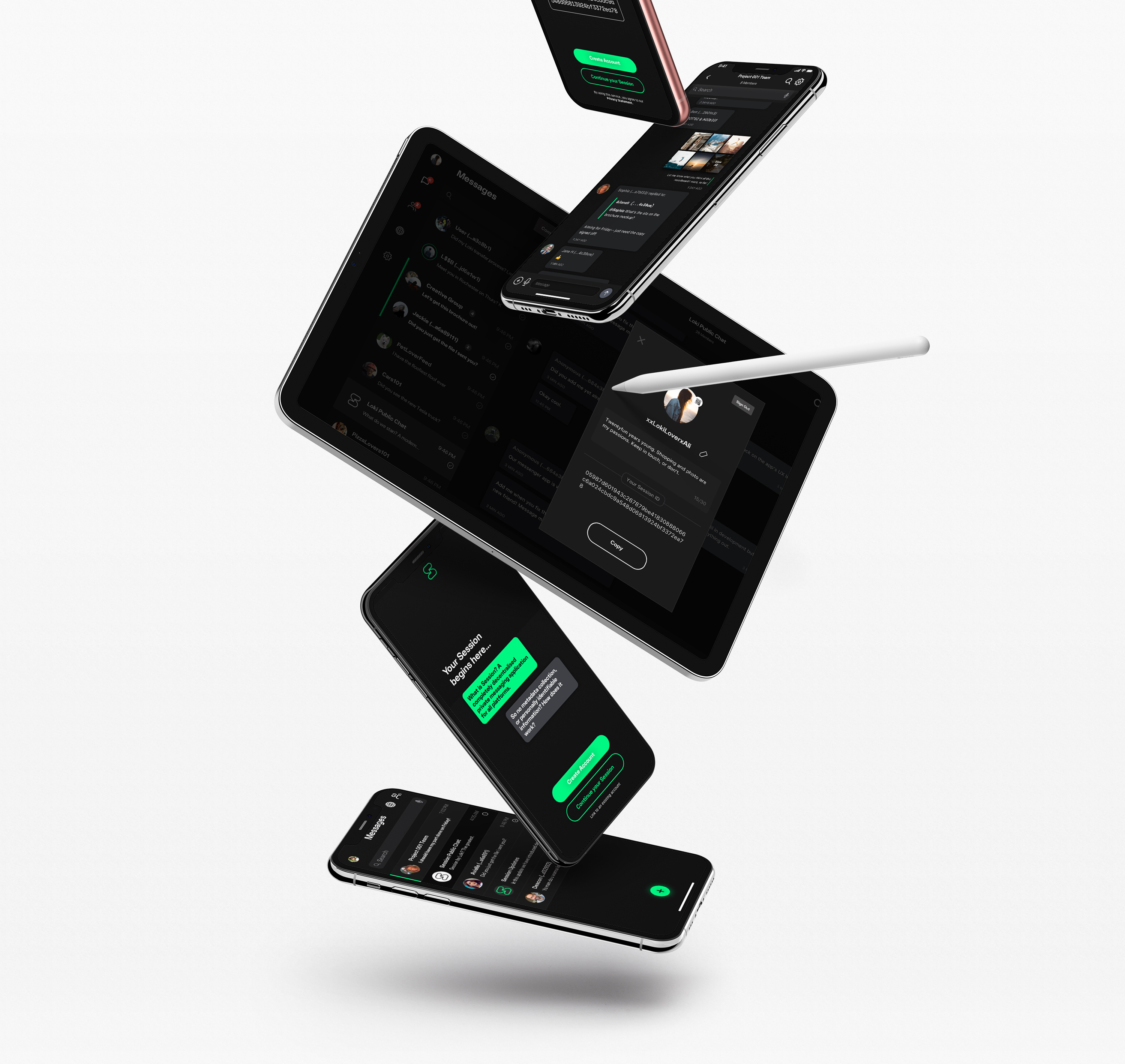 Session App Launch dark mode messenger app messengers ui