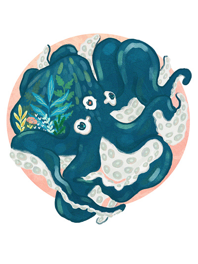 Terrarium Octopus art esoteric illustration octopus photoshop plants