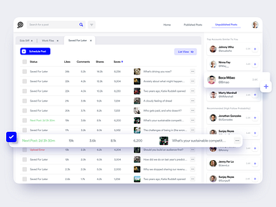 Desktop App Light Design analytics app clean dashboard desktop instagram interaction ios iphone mobile product design saas saas app saas website scheduler sidebar ui ux web website