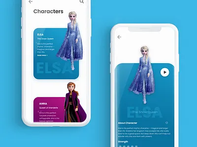 Cartoon Characters UI app design cartoon character frozen mobile design ui ui ux ui design