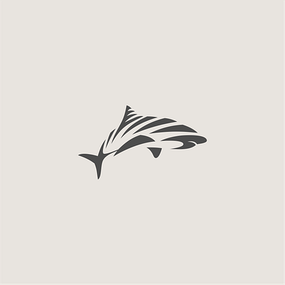 tigershark fin fish logo monogram negative space ocean shark tiger shark