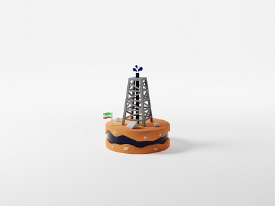 The Oil Rig 3d 3dart 3dmodel 3drender blender blender3d blendercycles cycles cyclesrender diorama flag gas iran lowpoly oil oilrig persian petrol petroleum rocks