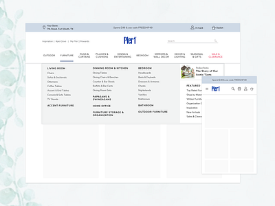 Pier 1 Site Header brand desktop ecommerce header minimal mobile navigation ui web design webdesign website