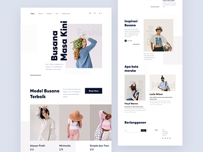 Landing Page - Fashion Mall clean dekstop design ecommerce fashion interface landing page layout lookbook minimalist model pastel shop testimonials typography ui ux video website website design