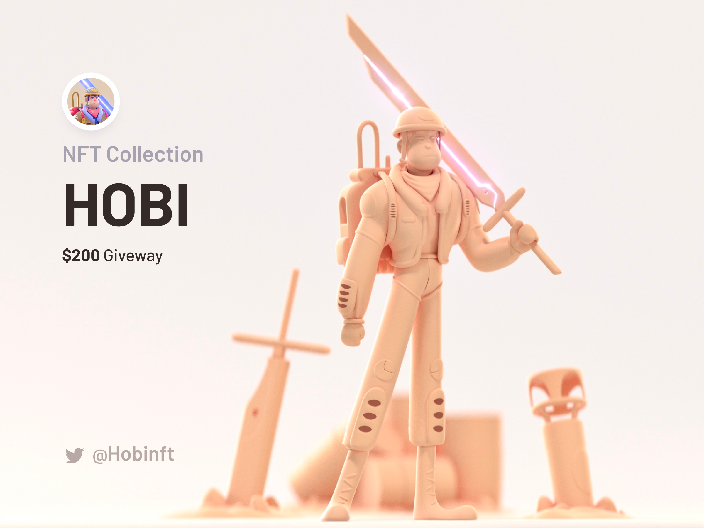 Hobi NFT Collection - 2 SOL ($200) Giveway 🤘🏻😎🤩 2d 3d blender character collection creative cute giveway illustration lowpoly nft nft character sketch ui
