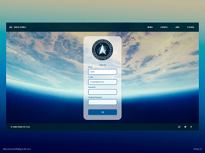 Space Force Sign Up 100 days of ui dailyui 001 ui web design