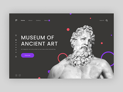 Museum of Ancient art ancient greek art branding design minimal museum museum of art promo statue typography ui web website