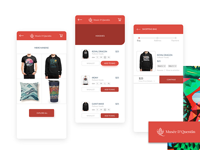 Musee D' Quentin App Screens adobexd appdevelopment brand branding design interaction design ui uidesign uiux ux web