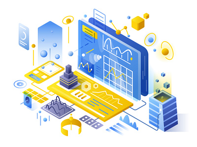 Analytics analytics business design illustration isometry tech vector