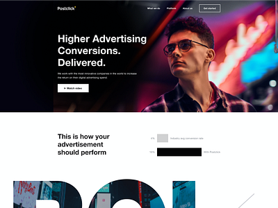 Postclick Website black and white bold brand identity branding clean figma helvetica logo minimal neon professional rebranding sketch web design website