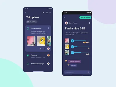 Travel planning app application dark design interface ios mobile mobile design product design ui user interface