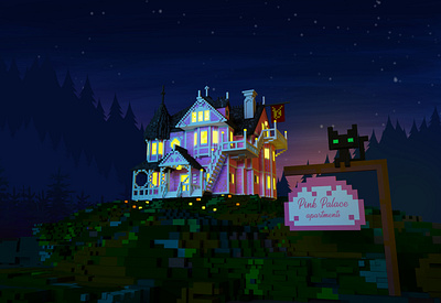 Pink Palace Apartments antibiotik coraline magicavoxel pink palace aparetments theantibiotik voxel voxelart