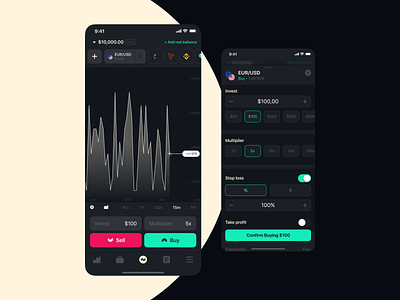 Online investing platform android app buy dark dark mode design interaction interface investing investment ios platform sell stocks ui ux