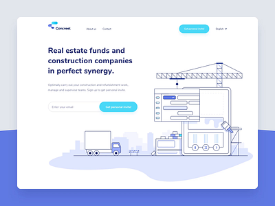 Concreet animation construction illustration management ui ux violet web