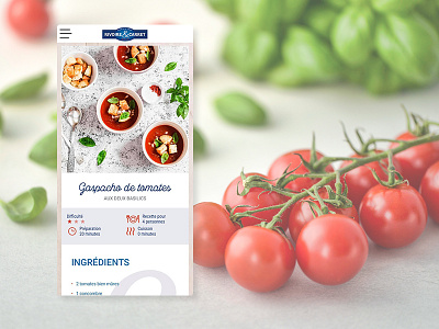 Version mobile d'une page recette branding creation design food mobile mobile ui recipe responsive responsive website ui ux web web design webdesign website