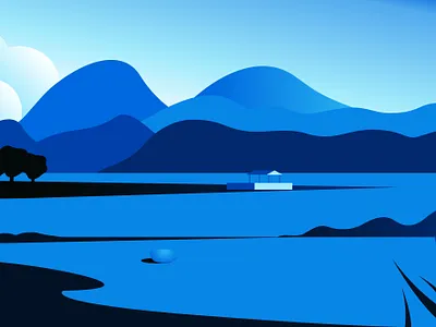 Mountains design flat illustration minimal morning mountains tree vector