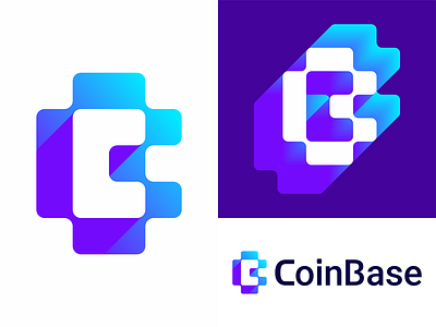 CoinBase logo design: CB negative space monogram b bc cb bitcoin coins money blockchain block chain blocks brand identity branding btc bitcoin c creative crypto cryptocurrency digital currency finance financial fintech letter mark monogram logo logo design negative space network nodes vector icon mark symbol