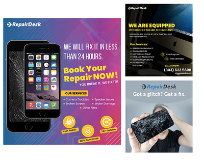 Mobile Repair Social media banner collection ads banner banner ad web website design