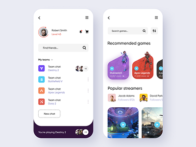 Game streaming service - Mobile app app design dashboad dashboard ui gaming app interface mobile app mobile app design mobile design mobile ui stream streaming service ui ui design ux ux ui ux design