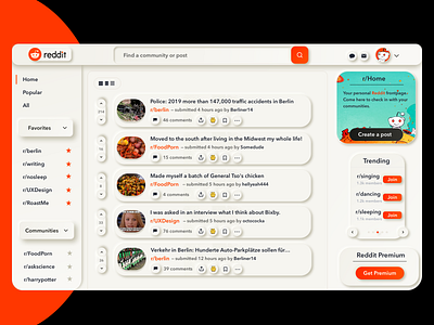 Neumorphic Reddit branding button clean concept dashboard design flat interface logo neumorphic neumorphism news reddit redesign simple ui ux website