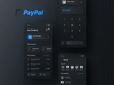 Paypal Redesign Concept Dark app concept dark mobile mobile ui neomorphism payment paypal ui ux