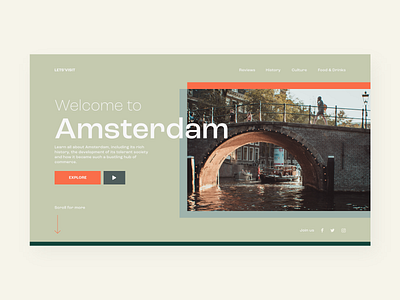 Travel landing page concept amsterdam design flat scandinavian scandinavian design travel ui