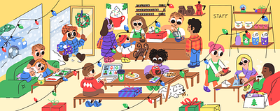 Holiday season cafe character child childrens book christmas coffee drawing gifts holidays illustration kids mishax season winter
