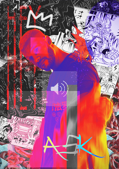 Asakura abstract afro artist asakura black blackartist collage french rap gradient manga music rap