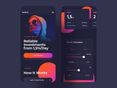 Investments Landing Mobile blockchain crypto cryptocurrency cyberpunk design interface invest investment landing product ui ux web